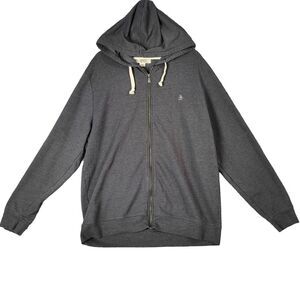 PENGUIN Hooded Zip Jacket Mens Size XXL Gray Drawstring Athletic Streetwear Gorp